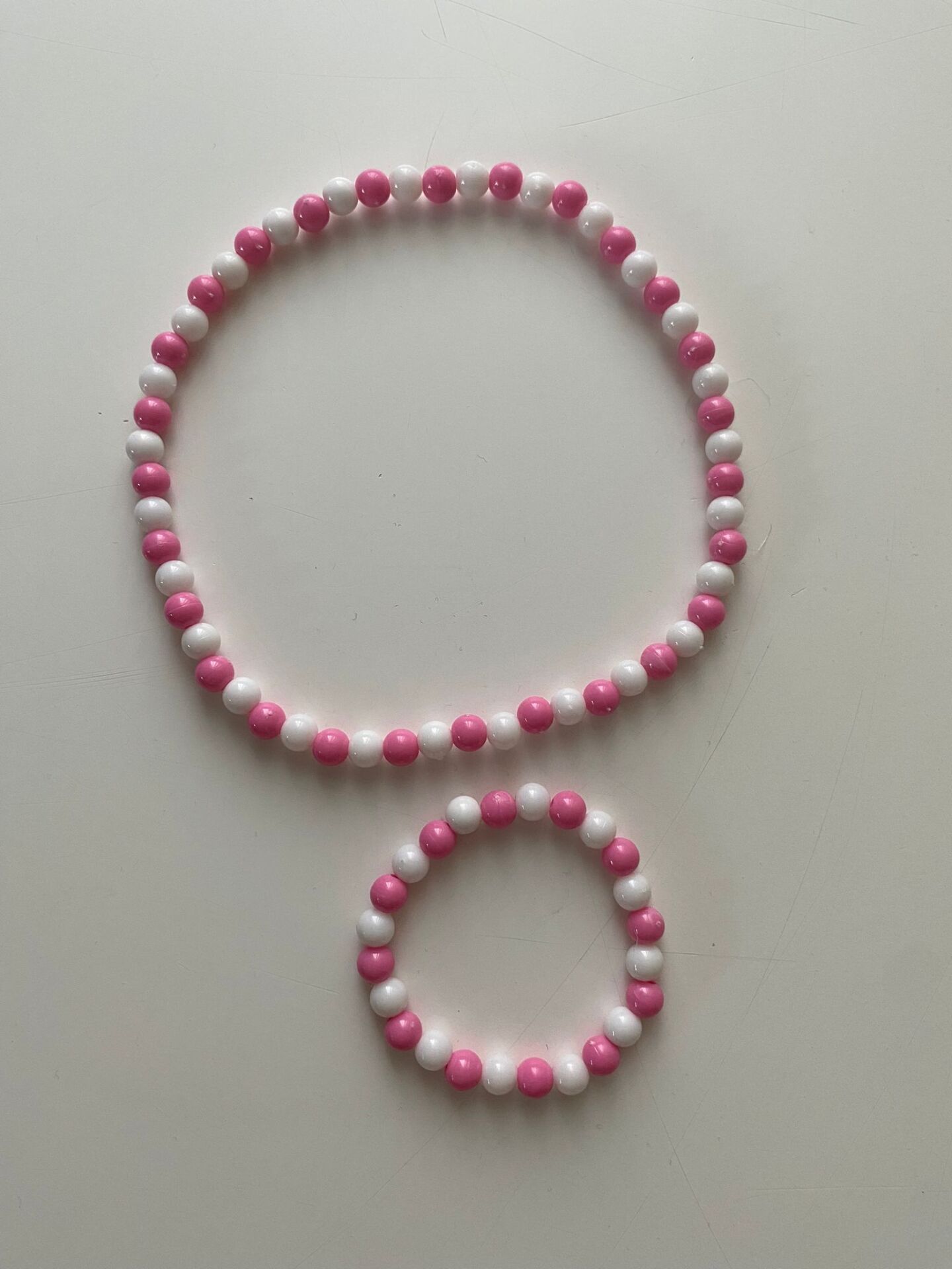 Çocuk Pembe Beyaz Kolye Bileklik Set