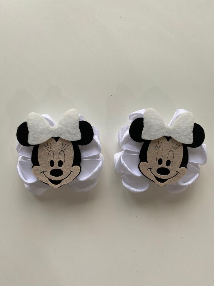 Beyaz Minnie Mouse 2 li toka