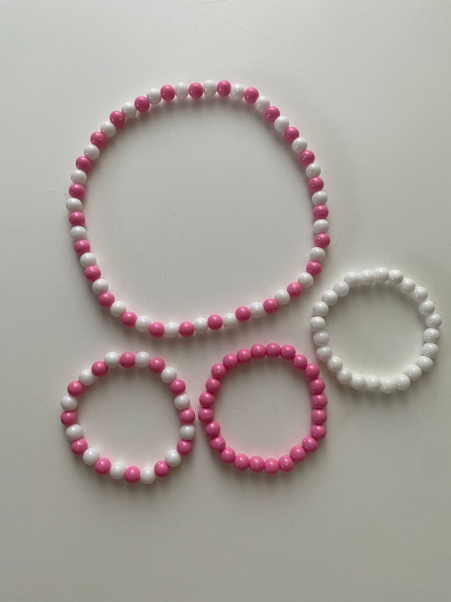 Çocuk Pembe Beyaz Kolye Bileklik Set
