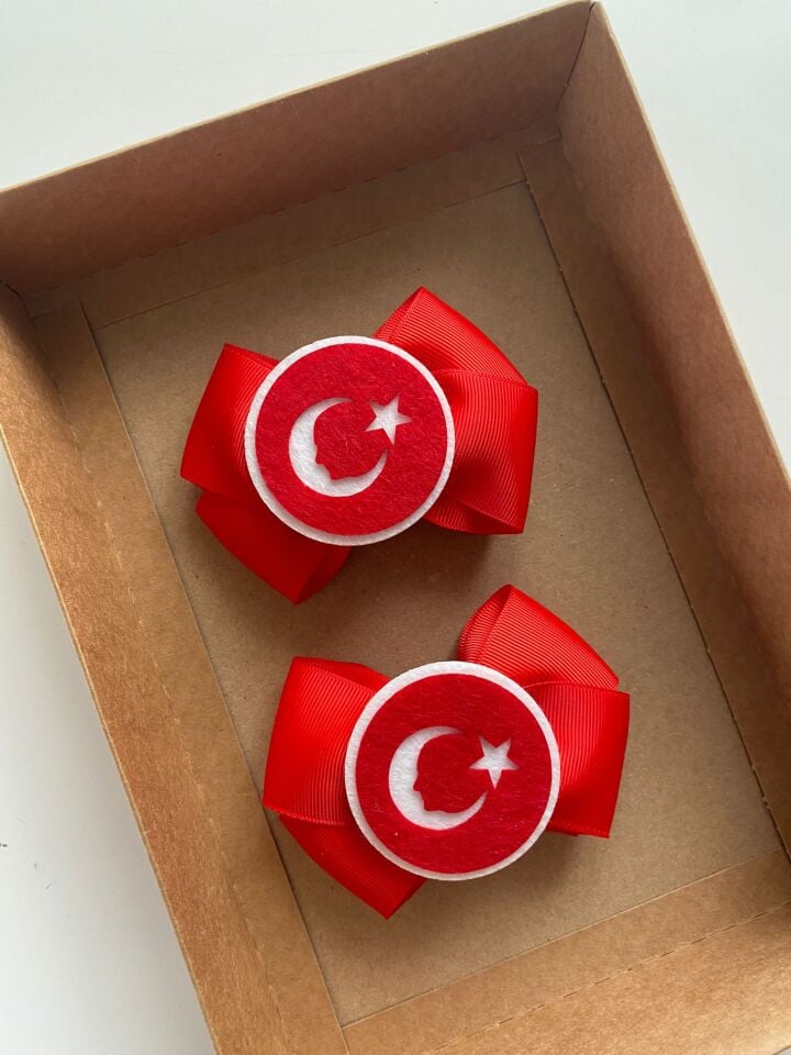 Atatürk Silüetli Kırmızı 2 li Toka