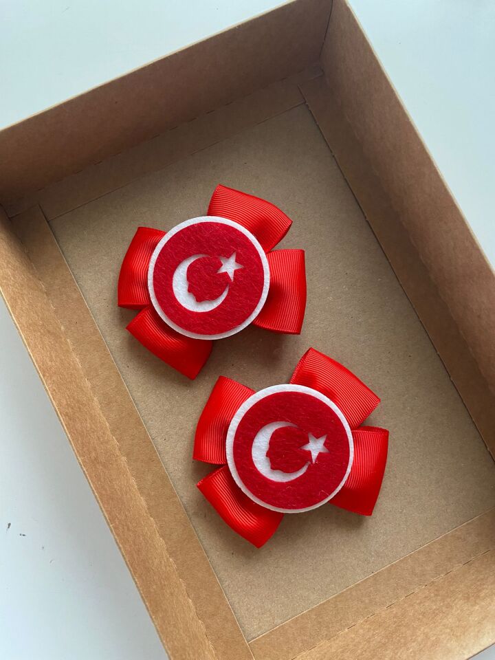 Atatürk Silüetli Bayraklı 2 Li Toka