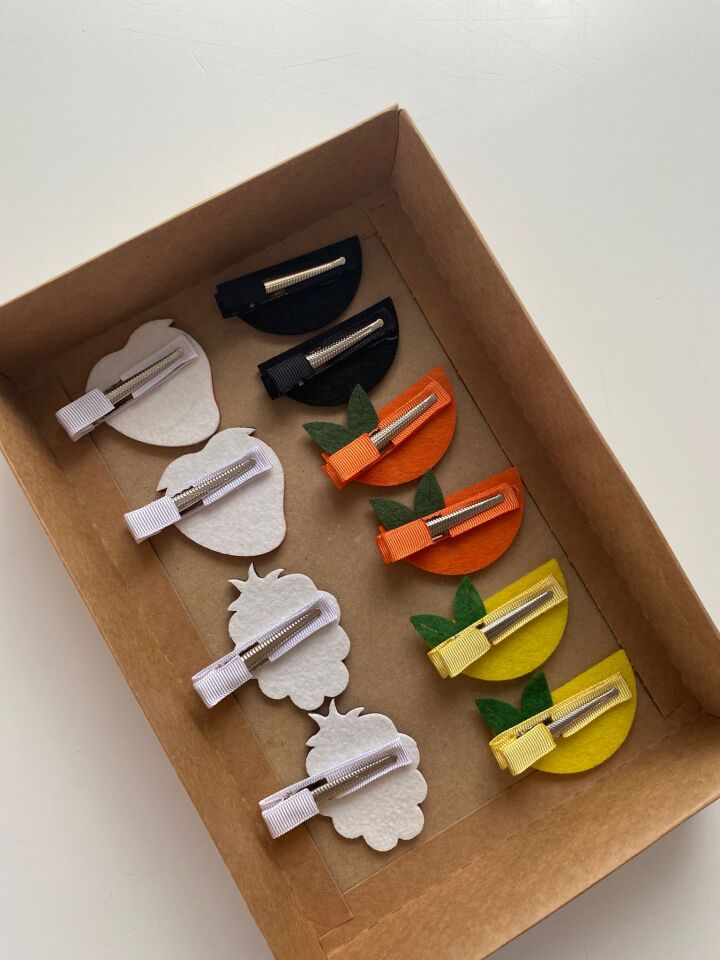 Meyveli 5 çift Toka Set Çilek,Karpuz,Böğürtlen,Portakal,Limon