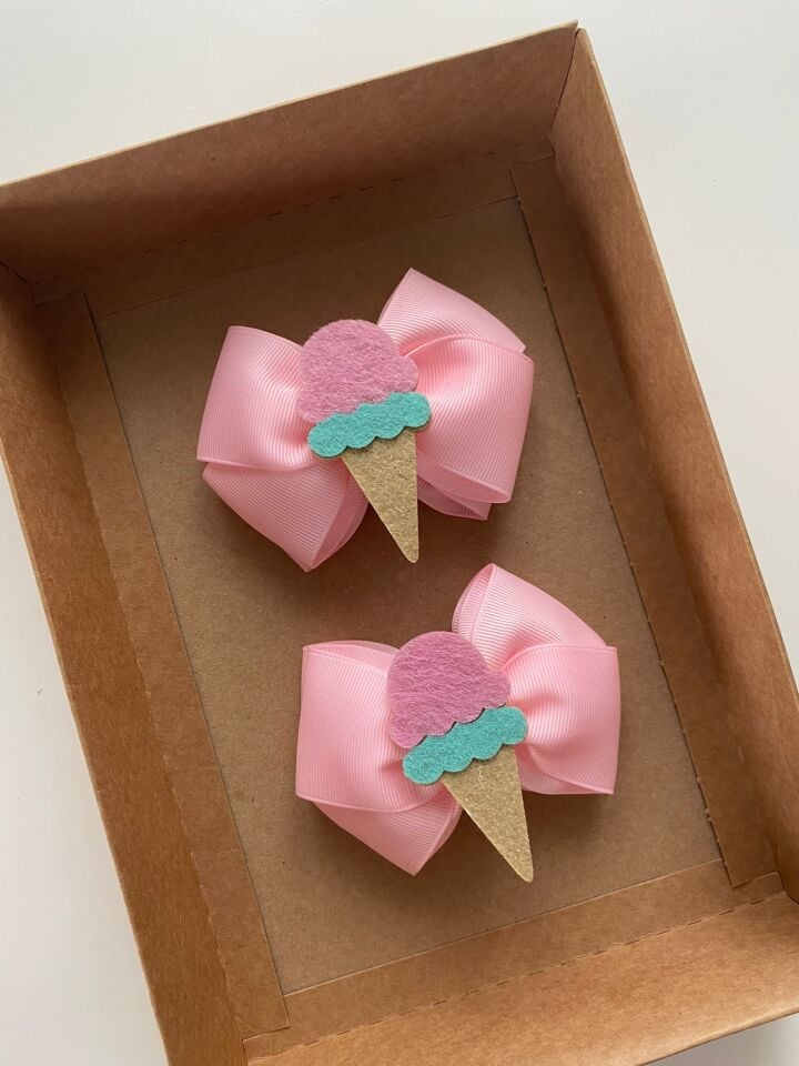Dondurma Figürlü Pembe Toka 2 li